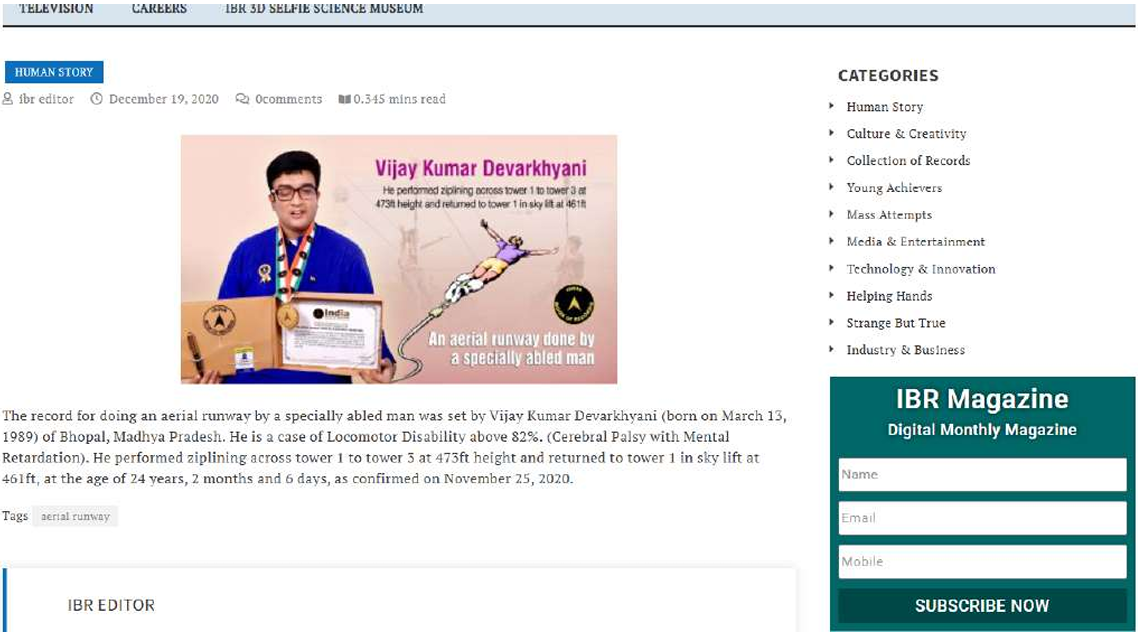 India Book of Records Feature